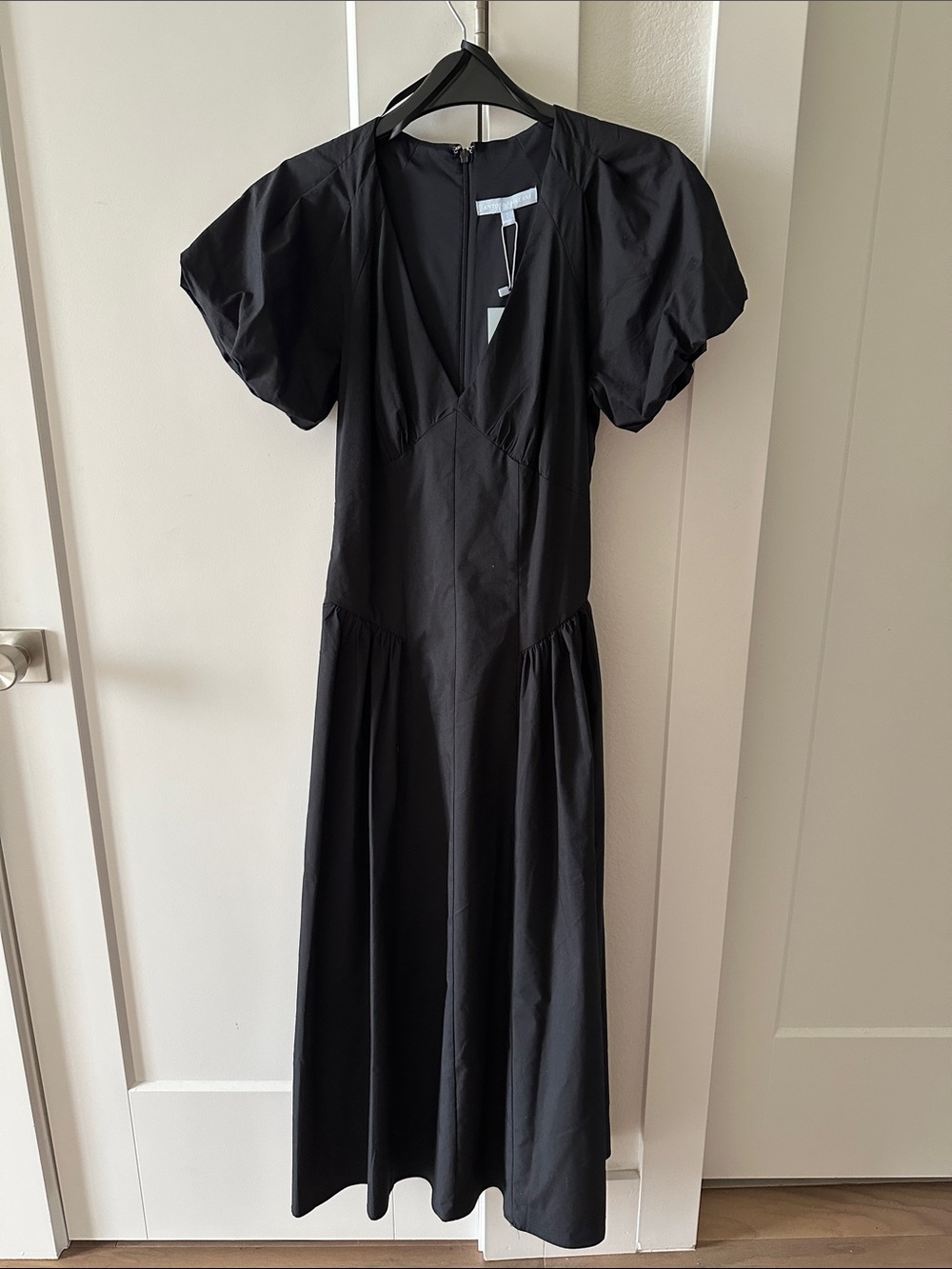 ANTONIO MELANI Black Puff-Sleeve Midi Dress